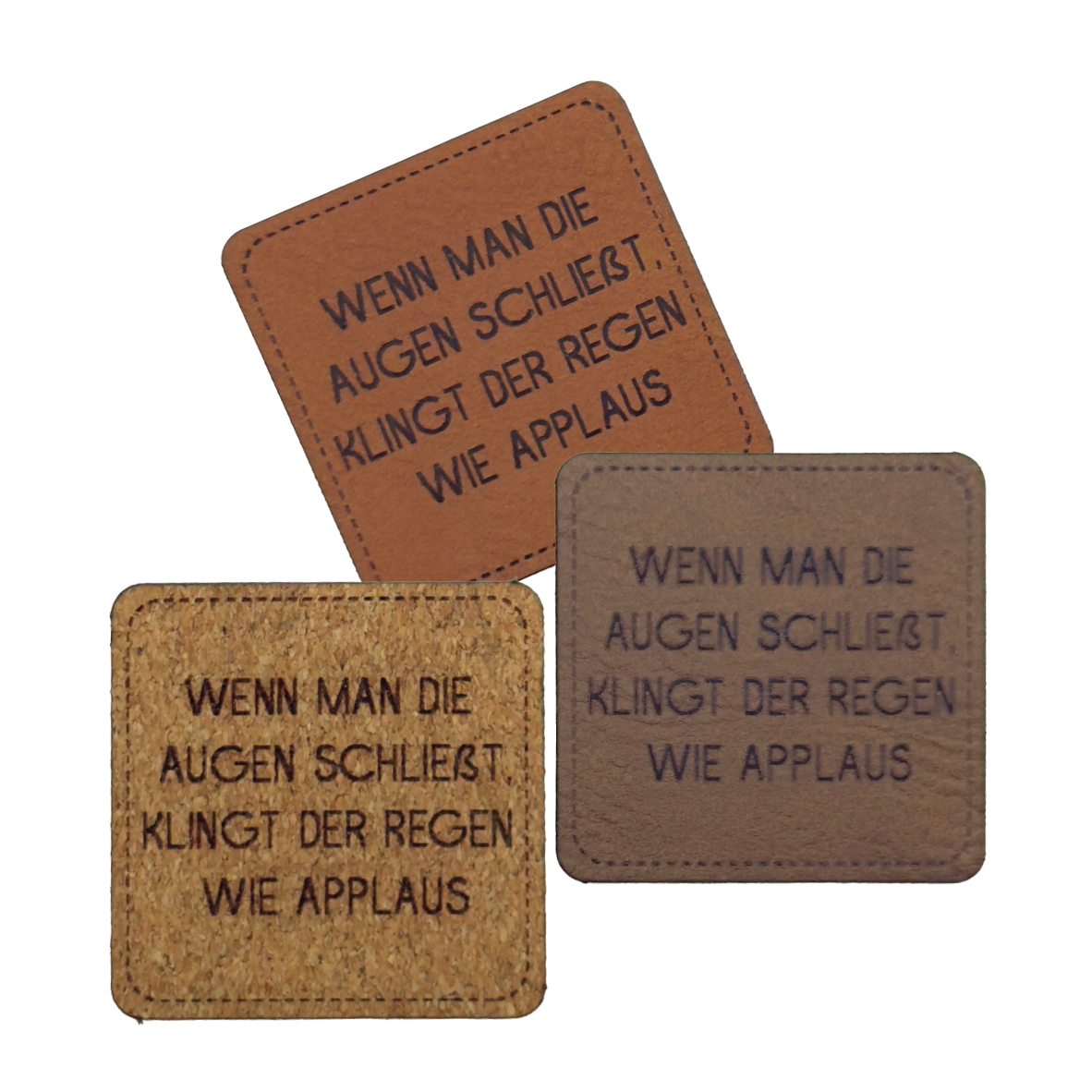 artificial leather label "The rain sounds like applause"