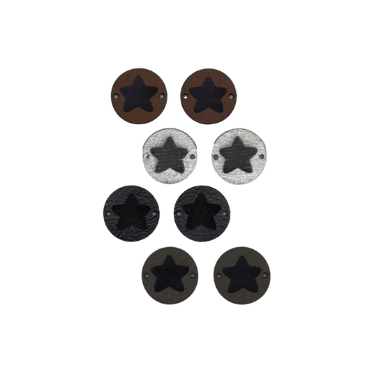 2 mini faux leather labels "Star"