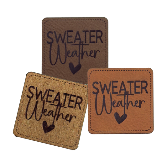 Faux leather label “Sweater Weather”