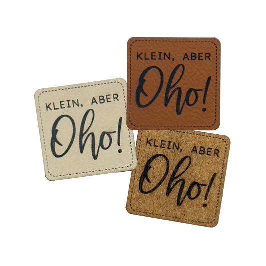 artificial leather label "Klein aber Oho"