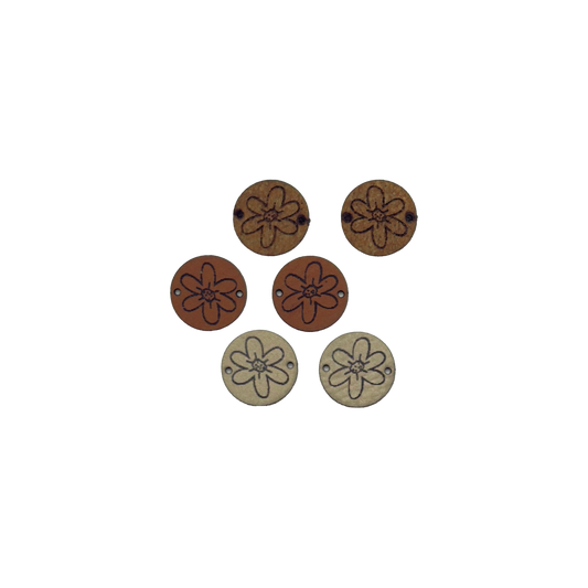 2 mini faux leather labels "flowers"