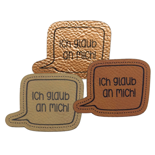 artificial leather label "Believe in me - speech bubble"