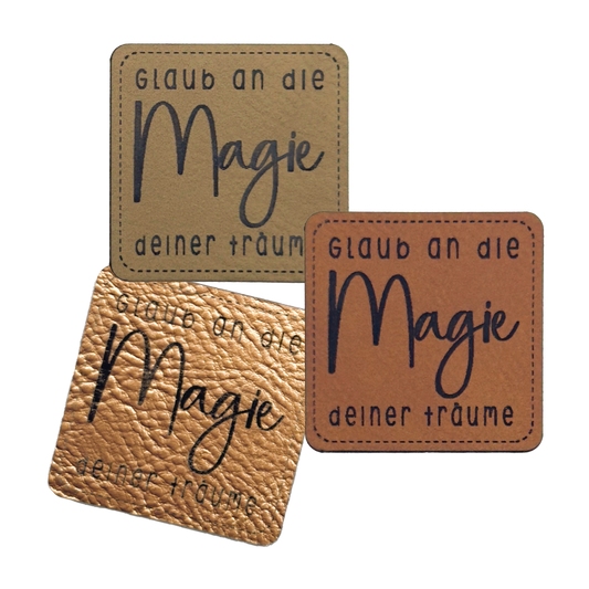 artificial leather label "Believe in the magic"