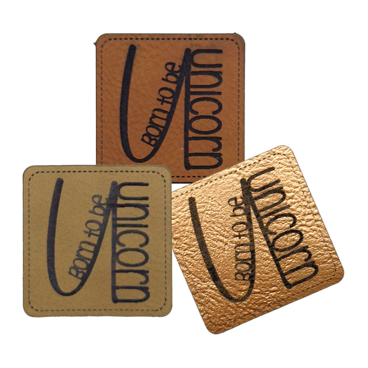 Faux leather label “Born to be Unicorn”