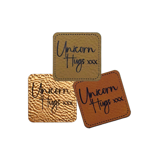 Faux leather label “Unicorn Hugs”
